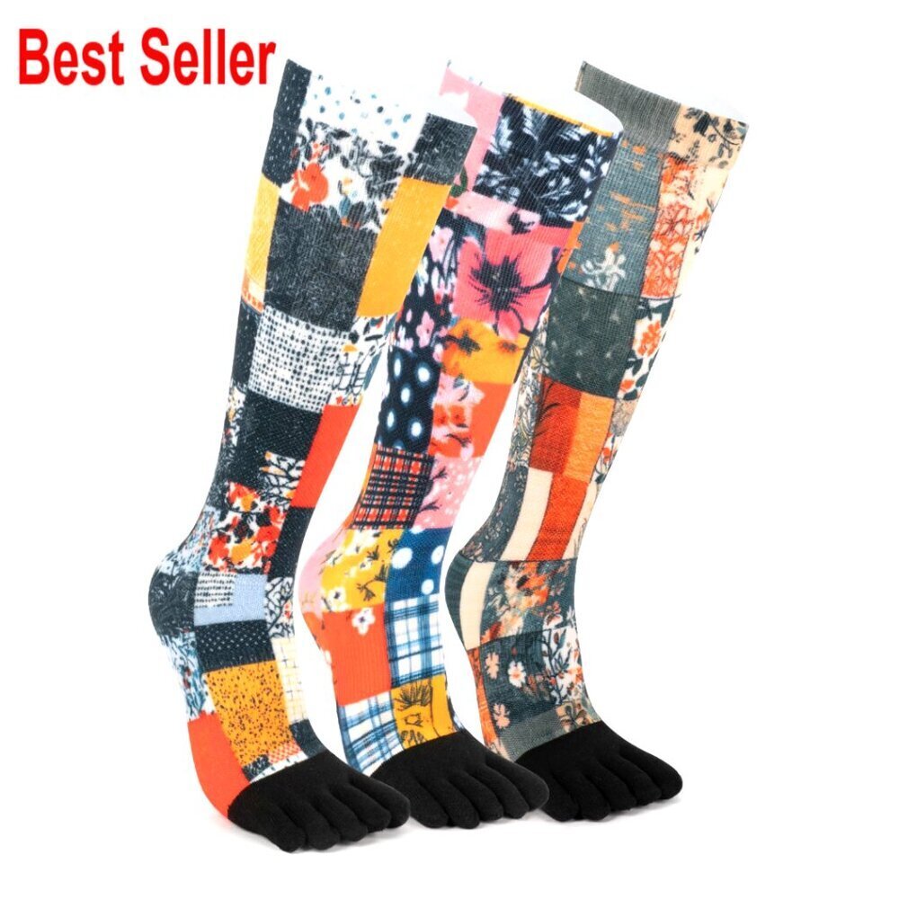 5-Toe Crew Socks 3-Pack Breathable Supportive Athletic Unisex